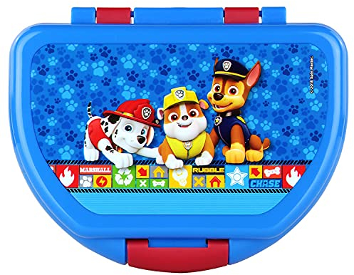 P:os 29427 - Brotdose für Jungen und Mädchen mit angesagtem Paw Patrol Motiv in Blau, ca. 16 x 12 x 6,5 cm groß, aus Kunststoff, bpa- und phthalatfrei