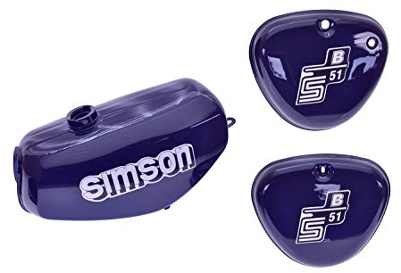 Tank Set mit Seitendeckel S51 S70 Perlblau, versiegelt, mit Aufkleber Simson