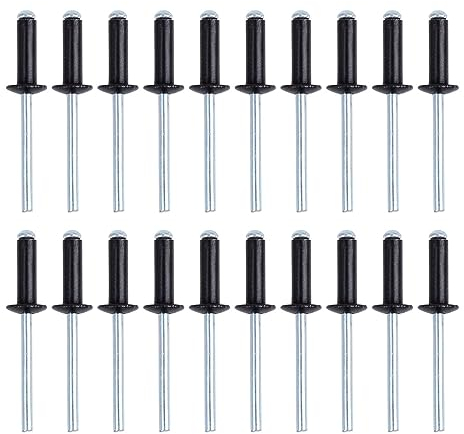 X AUTOHAUX 50 STK.Alu-Blindnieten Blindnieten Sortiment 5x16mm(D*L) für Blindniet-Zangen Schwarz