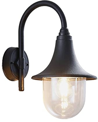 Lindby Wandleuchte außen Nalevi (spritzwassergeschützt (Modern) in Schwarz (1 flammig, E27) - Außenwandleuchten Wandlampe Led Außenlampe Outdoor für Außenwand/Hauswand