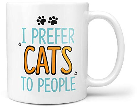 TeHe Gifts I Prefer Cats to People Novelty 10oz Ceramic Gift Mug
