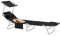 SoBuy Sonnenliege klappbar Gartenliege Liegestuhl klappbar mit Sonnendach & Kopfkissen & Seitentasche Strandliege Balkon Relaxliege 155x56x81cm für Gartenmöbel Terrasse Camping Schwarz OGS48-SCH
