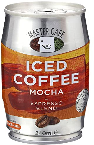 Master Café Iced Coffee Cans Mocha 240ml x Pack of 12 - Full-Bodied Arabica & Robusta Coffe Bean Blend, Ready to Drink, Enjoy Cold or Iced Mocha Coffee