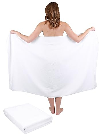 Betz 2 Stück Badetuch groß XXL Größe 100 x 160 cm Badetücher Saunatuch Set Dresden 100% Baumwolle Farbe weiß