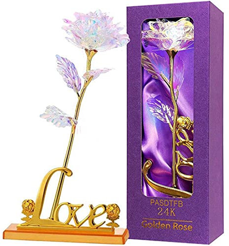 Cadeau Noel Femme Rose Eternelle Coffret Cadeau Femme Anniversaire Rose Plaqué Or 24K Fleur Eternelle Cadeau Anniversaire Maman Noel Mamie Grand Mere Couple Soeur Belle Mere Nounou Amie Copine Mariage