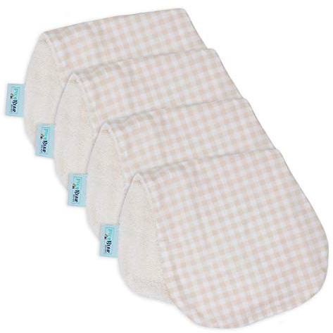 pic Bear Spucktuch Honey | großes Spucktuch 41 x 20 cm | besonders saugstarkes Frottee | Baumwolltuch weich & antiallergisch (4, Karo beige-weiß)