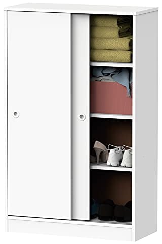 Armario Bajo Auxiliar Tibet Color Blanco Soft 2 Puertas 2 Estantes Almacenaje Mueble 120x74x33 cm