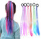 Generic JUQ6 6 Pcs Haarsträhnen Set, Geflochtene, Kinder Bunte Haare mit Elastischem Seilband für Mädchen Frauen Party Geburtstag Sport und Reisen(Mehrfarbig), Acrylic, Beige