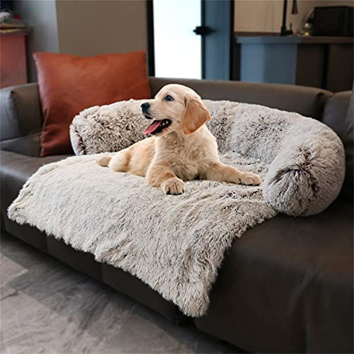 Zeapor Hundebett Für Sofaschutz Hund Und Kofferraumschutz, Super Softe Warme Und Weiche Flauschig Fleece, Hundedecke Waschbar Hundesofa Katzensofa Kissen Für Sofa Und Couch (85cm,Braun)