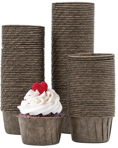 katbite Papier Muffinförmchen, 150 Stück Mini Cupcake Formen für Hochzeit, Geburtstag, Party, Einweg Backbecher in Dunkelbraun