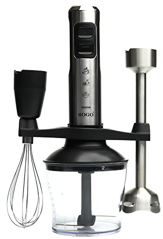 Sogo SET DE BATIDORA DE MANO DE ALTA POTENCIA Con Pie Extra Largo 1500W (SS-14480)