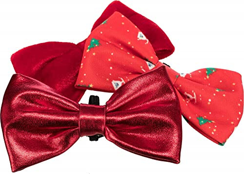 TRIXIE Weihnachtsfliege für Hund, Rot, Polyester, 10 cm, Klassisch, Weihnachtsmuster, Schutz vor Kälte und Pfotenschutz