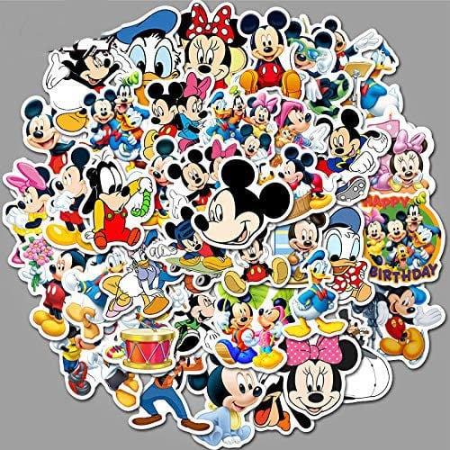 LYLSDSB Mickey Mouse Aufkleber, Cartoon-Anime-Minnie-Sticker, Vinyl, für Laptop, Wasserflaschen, Handy, Skateboard, Auto, Computer, Fahrrad, Motorrad, Kinderzimmer, Schlafzimmer, wasserdichte