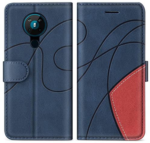 KKEIKO Hülle für Nokia 5.3, PU Leder Schutzhülle für Nokia 5.3, Kratzfestes Brieftasche Handyhülle mit Kartenfächern, Blau
