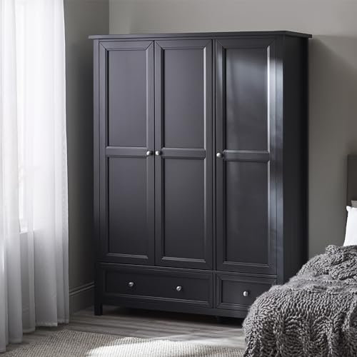 Julian Bowen Maine 3 Door Combination Wardrobe - Anthracite Wardrobes