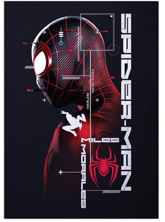 Displate Offiziell Marvel Spiderman MetallPoster Magnetische Befestigung Inklusive Lizenziert Bilder Hochwertiges Poster Miles Morales Game - Scan a Hero Poster 45 cm x 32 cm