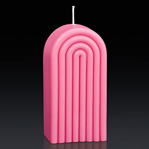 Arch Shaped Candles Geometric Scented Aesthetic Candle Geometric U Shaped Candles Minimalist Candle Aroma Wax Art Decorative Soy for Spa Yoga Birthday Gift Home Party Decor(Pink)