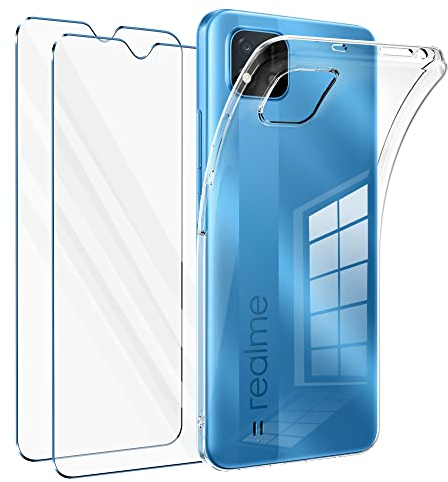 Vauki für Oppo realme C11 Hülle mit Schutzfolie 2 Stück,Ultra Dünn Transparent Silikon Handyhülle und Displayschutzfolie,Slim Soft Stoßfeste Schutzhülle für Oppo realme C11 6.5