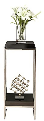 Hoher Pflanzenständer, Edelstahl-Ausstellungsständer, Topfpflanzen, Blumentopfhalter, Aufbewahrung, Beistelltisch mit 2-stufigem Regal, für Ecke (Größe: 100 cm, Farbe: Schwarz) (Schwarz 80 cm) Needed