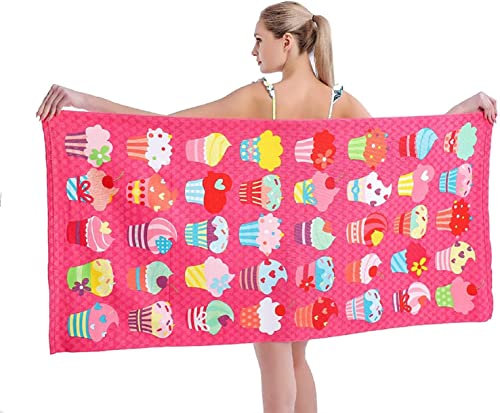 Toalla de Playa de Microfibra, Toalla de Playa Grande, Ultraligera y de Secado rápido, Adecuada para Mujeres Adultas y niños Vacaciones en la Playa, Toalla Viaje y Toalla Piscina,150x70cm, Helado