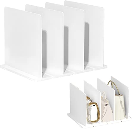 LIKEUDO Weiß Einstellbar Handtaschen Aufbewahrung Ablage Skalierbar Handtaschen Regaltrenner Aufbewahrung Ablage Handtasche Display Rack Taschenhalter Handtaschen Familienschrank (Weiß)