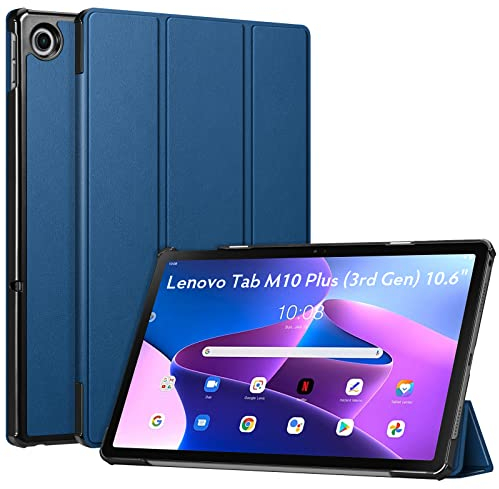 FINTIE Funda Lenovo Tab M10 Plus (3ª Gen) 10.6 2022 TB125/TB128, Fina y Ligera, Funda Protectora con Coche para el sueño/Despertador Lenovo Tab M10 Plus 10.6 Tablet-Marine Azul