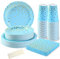 LZSLKEJI 80pcs Blue and Gold Dot Party Tableware Set, 20 Guest Birthday & Wedding Decoration Supplies