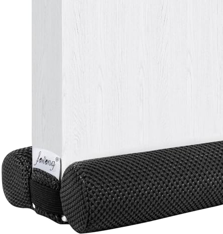 fowong Zugluftstopper für Türen 100cm-Doppel Türdichtung Einstellbare Neu Luftstopper für Türen und Fenster Schutz vor Luft Insekt Licht Hohe Qualität Geeignet für Türunterspalte 1.8-5cm,Schwarz