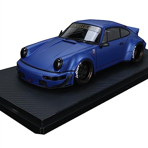 Modellauto 1:18 for Porsche 911 RWB 964 Wide Body Modified Series Resin Model Car Finished Blue Collection Vehicle