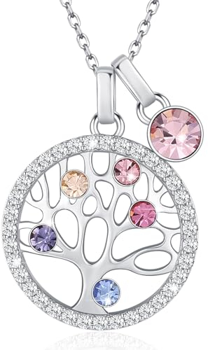 LEKANI Lebensbaum Kette Damen 925 Sterling Silber Halskette Damen Schmuck Geschenk für Frauen Sie Frau Freundin Mama Oma Geburtstags Geschenke Valentinstag Muttertags Weihnachten