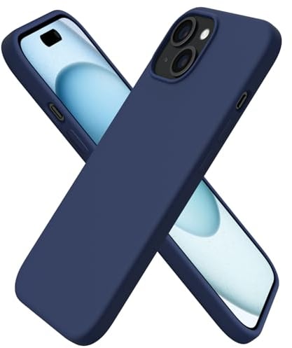 ORNARTO Compatible with iPhone 15 Case 6.1, Slim Liquid Silicone 3 Layers Full Covered Soft Gel Rubber 15 iPhone Case Cover 6.1 inch-Navy Blue