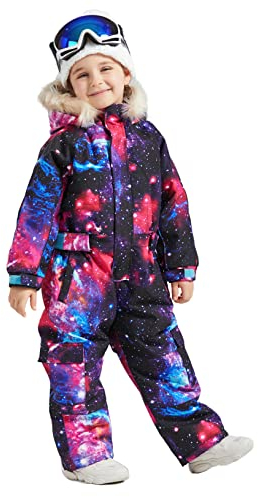 Bluemagic Skianzüge für Jungen und Mädchen, Schneeanzüge für Kinder Winddicht Warm Wasserdicht und Atmungsaktiv, Einteiliges Design, Reißverschlussöffnung (Stern, 100CM, 4 Jahre)