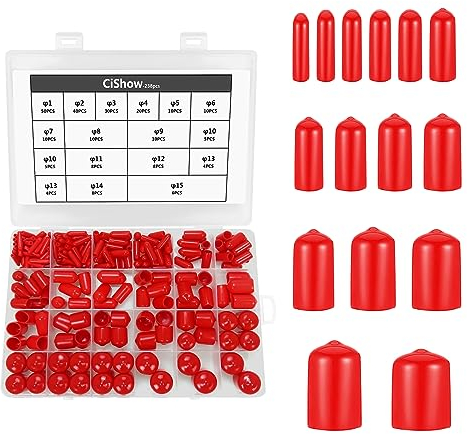 238 Stück Gummi-Schraubgewinde-Schutz, weiche PVC-Endkappen, Vinyl, flexible runde Schlauchschraubenabdeckung, Kunststoff-Mutter-Endkappen-Abdeckung zum Schutz von Rohrendkabeln (Innendurchmesser 1–15