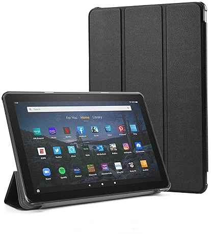 Hülle für Amazon Fire HD 10 und Fire HD 10 Plus Tablets (kompatibel mit der 11. Generation 2021), BHHB Faltbare Tablets hüllen Ultraleichte Slim Shell Stand Cover Auto Wake/Sleep -Schwarz