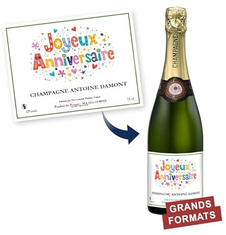 Etiquette bouteille personnalisable Mabouteille.fr® - Etiquette bouteille à personnaliser avec Photo, Texte, Logo… [ Etiquette personnalisée bouteille vin personnalisée ] (Lot de 20)