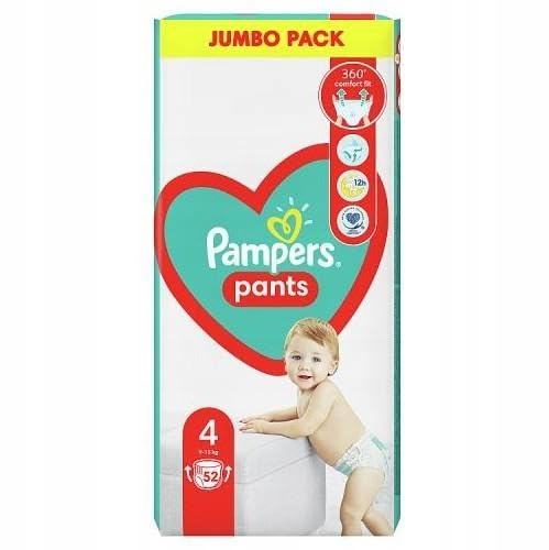 Pampers Pants Windeln Größe 4 (9-15 kg), 52 Stück, Schutz & Komfort Pampers in Einfach anzubringenden Windeln