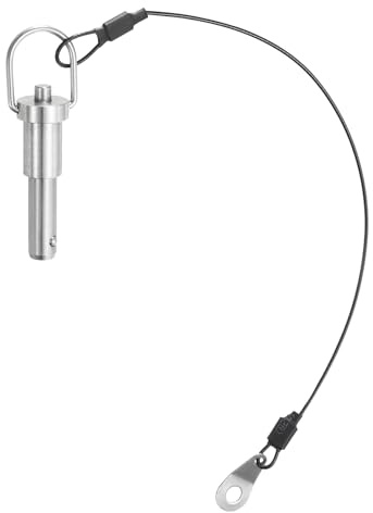 QUARKZMAN 1 Stück Kugelsperrbolzen mit Knopfgriff, 8 mm Stift-Durchmesser, 20 mm Nutzlänge, Schnellverschlussstift mit Sicherungsseil, Sicherungsstifte 304 Edelstahl