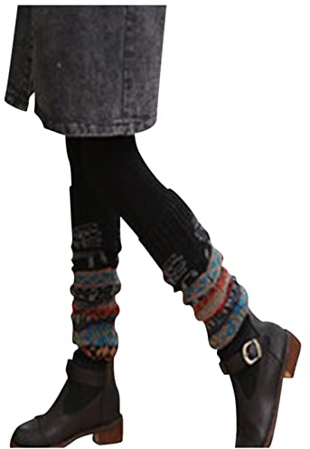 Kswlwccpp Beinwärmer Damen: Winter Bunt XXl Bequem Beinstulpe Beinwärmer Flauschig Warm Weich Gestrickt Bein Stulpen Stulpen Extra Weit Lang Leg Warmers Stulpensocken