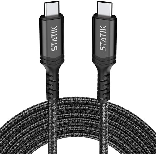 Statik Durabraid Câble de charge USB C 100 W - Câble de charge rapide de type C - Transfert de données rapide - iProduct 15 - Câble de charge rapide USB C vers USB C - 10 ft