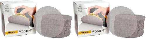 Mirka Abranet net sanding disc Ø 150 mm Grip/Grit P120 / 50 pcs/for sanding wood, filler, varnish, plastic / 5424105012 (Pack of 2)