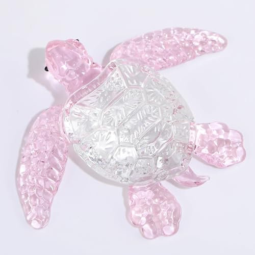 Movdyka Crystal Pink Sea Turtle Gifts for Women, Tortoise Statue Art Glass Toitoise Sculpture Animal Lovers, Collection Figurine Home Decor, Paperweight Birthday Present for Her