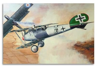 GUOYIN Vintage-Poster mit Jasta 5 Albatros DVa Richard Flashar, Motiv: Kampfflugzeug aus dem Ersten Weltkrieg, dekorative Leinwand, Familienschlafzimmer, Kunstwerk, Bild, Gemälde, 30 x 45 cm