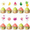 WERNNSAI Flamingo Cupcake Topper – 40 Stück hawaiianische Kuchentopper für Kinder und Mädchen Geburtstagsparty Zubehör Blumen Obst Cupcake Kuchendekorationen für Sommerpartys Babyparty Dekorationen