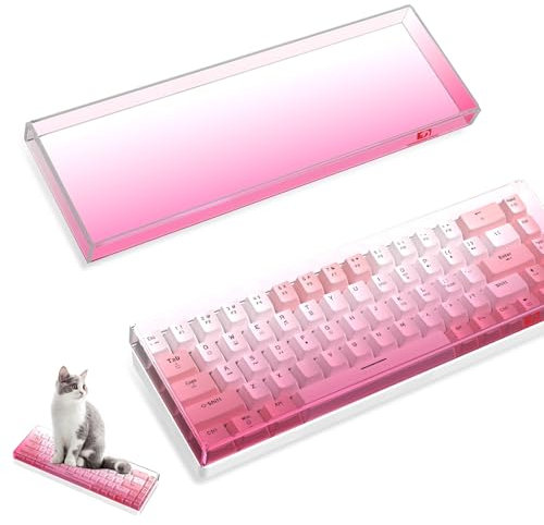 ZIYOU LANG KC02 Acrylic Clear Transparent Keyboard Cover(12.28*4*0.9’’) with Dustproof Waterproof Anti-hit Anti-cat Protective Case for 65% Layout 61Key 64Key 68Key Mechanical Gaming Keyboard(Pink)