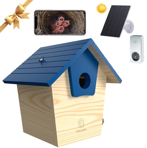 Qidoubird Smart Birdhouse with Camera, 2.4G WiFi Bird Watching Camera Night Vision, Wood Birdhouse Camera Auto Capture Bird Videos & Real Time Notify, Best for Bird Lovers