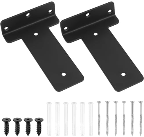 2 Pezzi Staffe per Mensole Pesanti, 150mm Reggi Mensola da Muro, Staffa per Mensola, Staffe a L in Metallo, Supporti per Scaffali, Mensole Montate a Parete, Nere