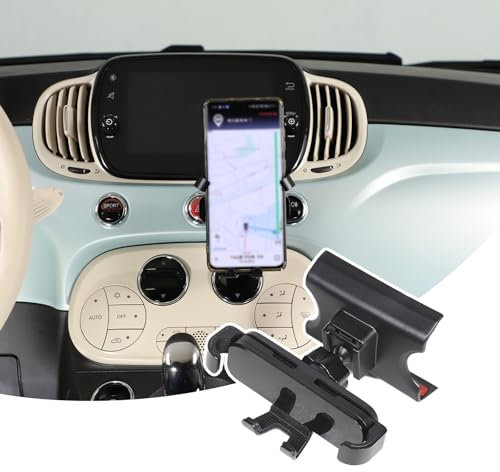 DIYUCAR Soporte para teléfono móvil de coche compatible con Fiat 500 2016-2024, consola central, soporte de teléfono móvil de rotación de 360°, accesorios de coche (estilo B)