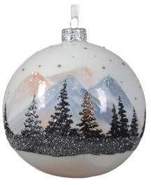 Magie di Natale Christbaumkugeln Glas 10cm (weiße Kugel)