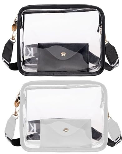 BSITSSS 2 PCS Transparente Crossbody Schultertasche, Durchsichtige Tasche Damen Herren Umhängetasche, Transparente Tasche, Wasserdichte Stylisch Sling Bag für Arbeit Sport Spiele und Konzerte