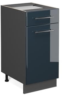 Vicco Küchenunterschrank Fame-Line, Dunkelblau Hochglanz, 40 cm